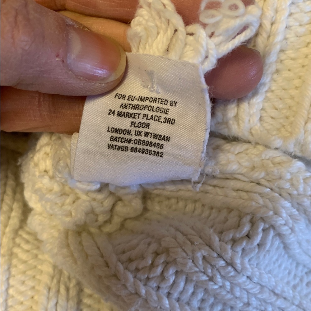 Elegant Anthropologie X Moth Chatwin Cream Chunky Cable Knit Women's Sweater - Picture 11 of 13